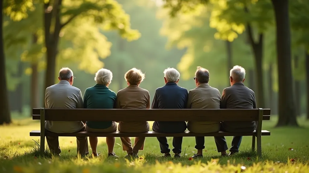 Grupa senioru atpūtas brīdī uz pārgājiena laikā